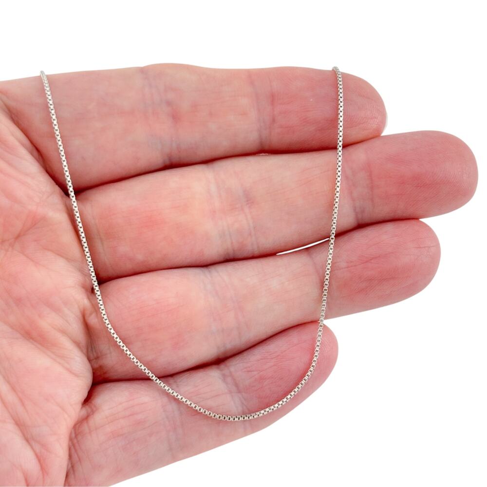Vintage Italian Sterling Silver 925 Box Chain Necklace 18"